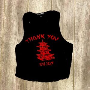 Fashion nova  black thank you enjoy crop top